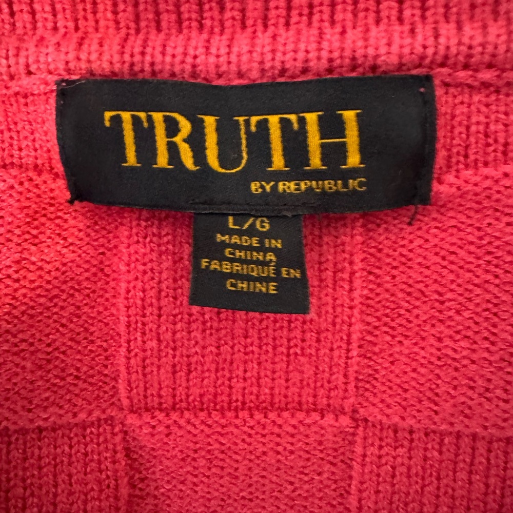 Truth By Republic Window Pane Striped Collar Sweater - Picture 5 of 6